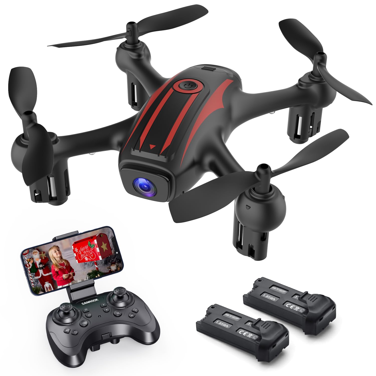 Elukiko Drone with Camera for Adults Kids, 1080P HD FPV WIFI Mini Drones, RC Quadcopter Helicopter with 2 Batteries, Throw to Go, High-Speed Rotation, 3D Flips, Waypoints Fly, Gravity Control, Gesture Control, One Key Take Off/Landing, One Key Return, Christmas Gifts for Adults Teens Boys Girls