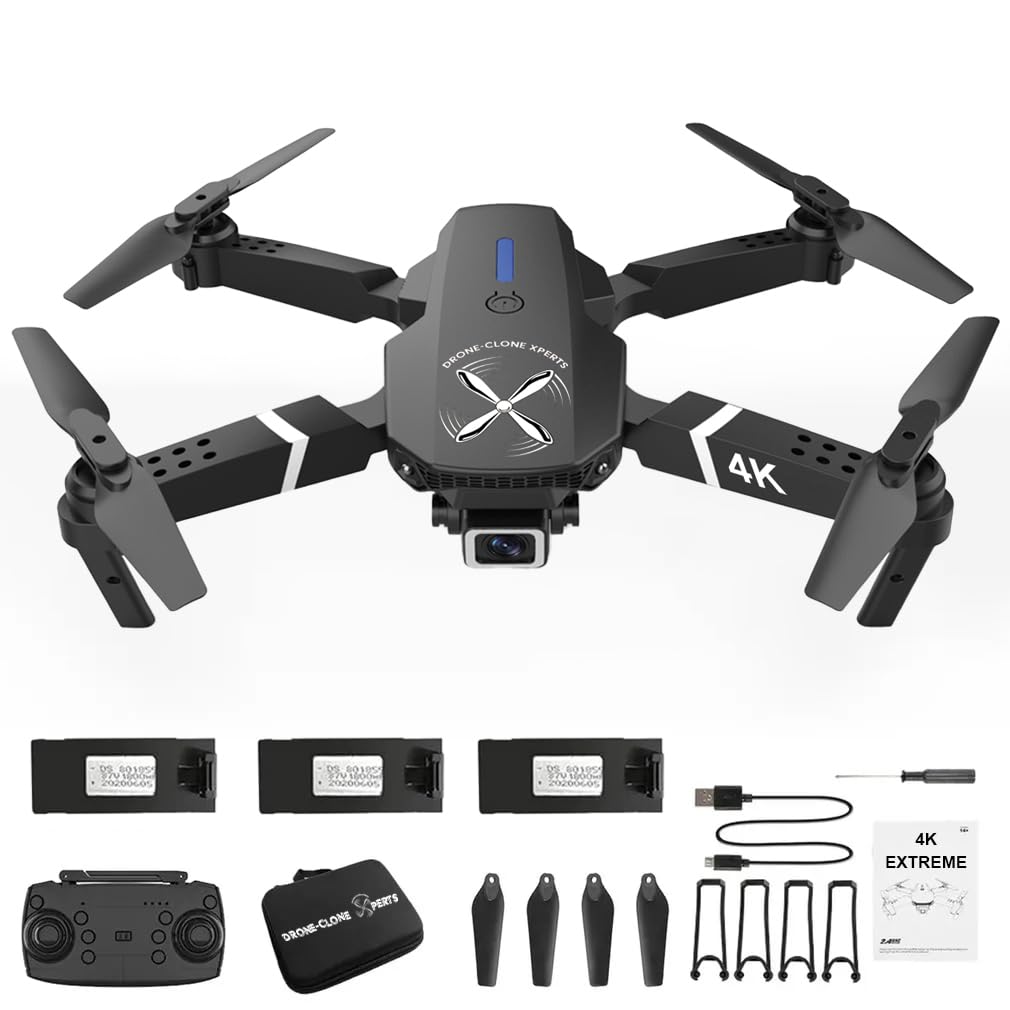 Falcon-X 4K Camera Drone Upgrade 2024 Edition with 4K Camera Drone for Beginners Adults and Kids, Foldable FPV RC Quadcopter, Includes Carry Case and 3 Batteries