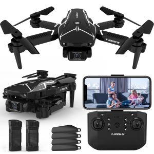 Mini Drone with Dual 720P Camera,for Beginners and Kids,Foldable Remote Control Quadcopter with Optical Flow Positioning,Altitude Hold,Headless Mode,One Key Start,Speed Adjustment,3D Flips,2 Batteries
