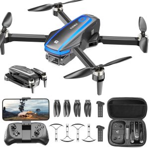 PLEGBLE Drones with Camera for Adults 4K Brushless Motor Drone for Kids Beginners, FPV Foldable RC Quadcopter with Propeller Guards, 2 Batteries, 1500mAh, 130° Lens, WiFi, Voice Control, Gesture Photography, Gift Toys for Men Boys