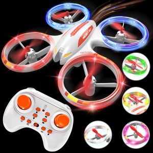 Ci Vetch Mini Drone for Kids 4-6-8-10-12, RC Drone Quadcopter Outdoor Toys with Colorful Led, One Key Take Off-Landing, Headless Mode, 360° Flip for Boys Beginners, Birthday Christmas Gift for Boys