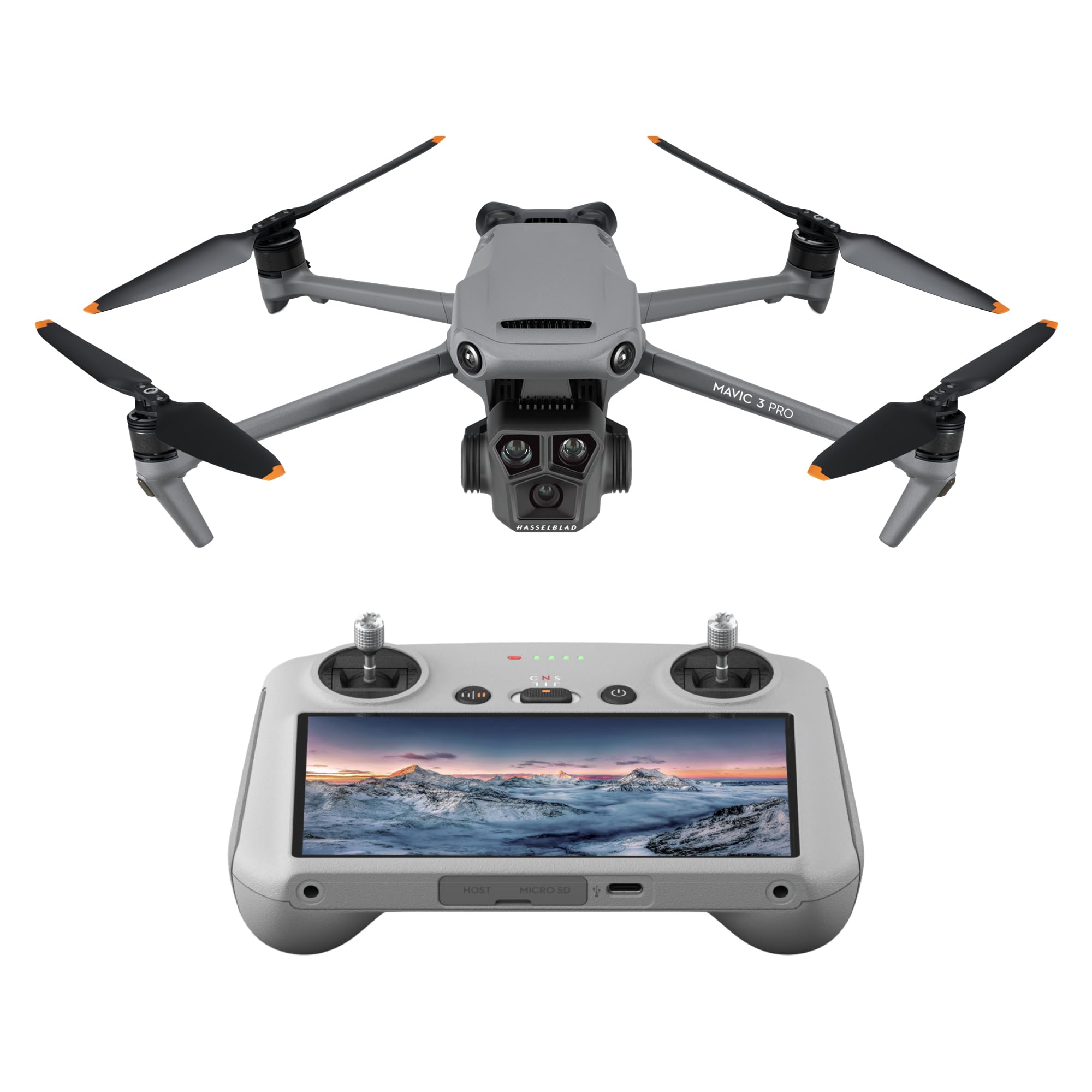 DJI Mavic 3 Pro Cine with DJI RC Pro (High-Bright screen), Flagship Triple-Camera Drone, Tri-Camera Apple ProRes Support with 1TB of storage, 3 Intelligent Flight Batteries, FAA Remote ID Compliant