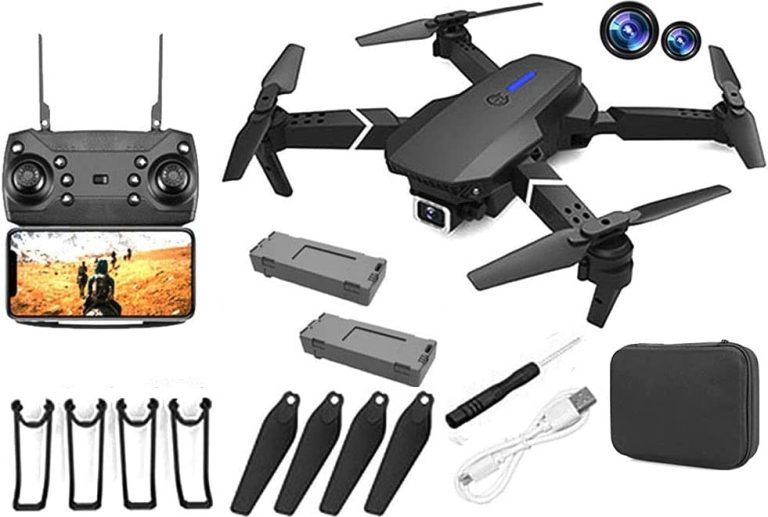 Fydesion Drone E88 Pro for Adults 1080P Pro Dual Camera Foldable Professional Live Video Drone RC Quadcopter Aircrafts with 2 Batteries, Black