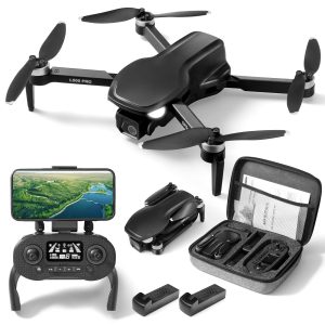 HYG Toys 4K GPS Drone with Camera for Adults, Circle Fly, Waypoint Fly, Brushless Motor, Altitude Hold, With 2 Battery 50 Mins Long Flight, and Outdoor Carrying Case Black