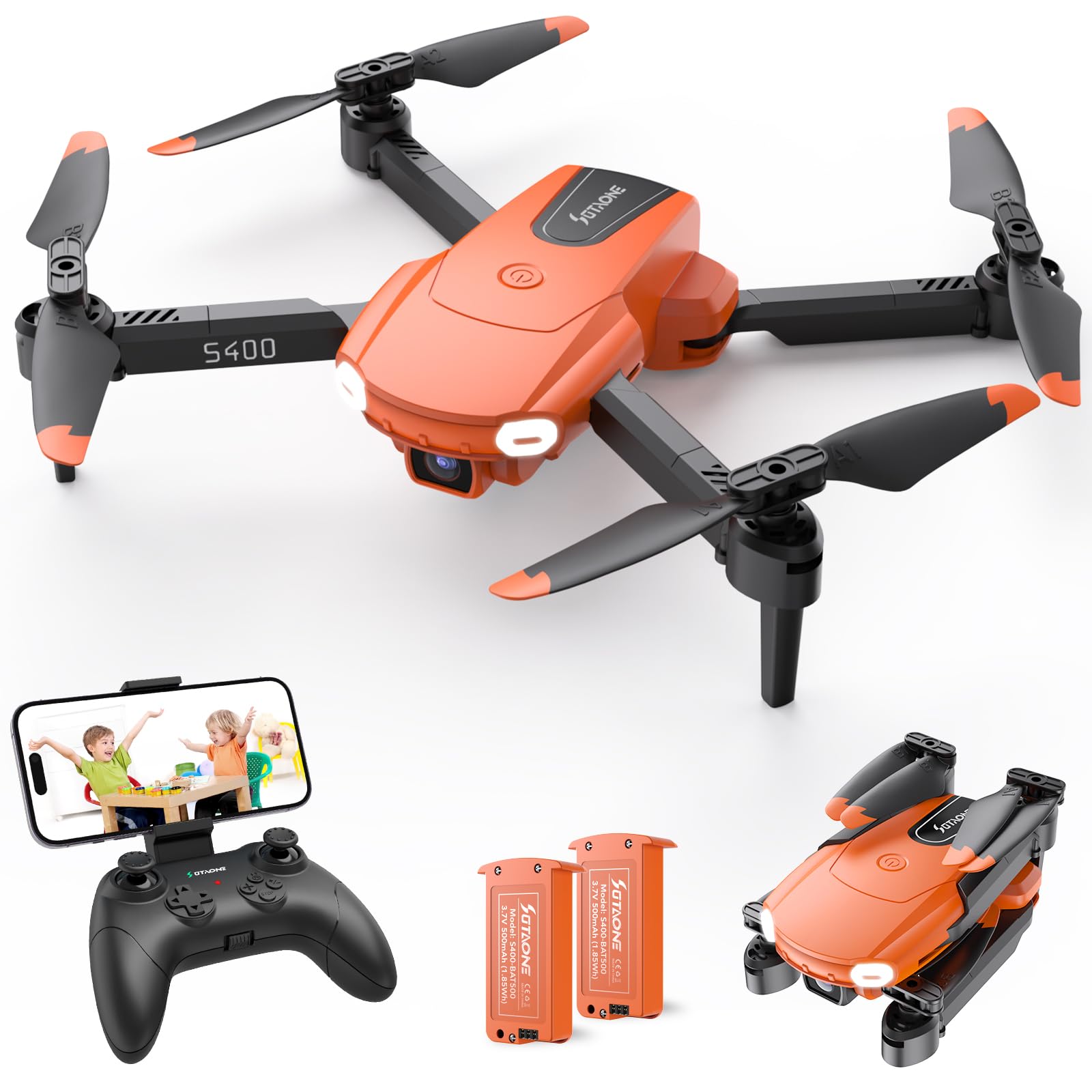 SOTAONE S400 Drone with Camera for Adults Kids, 1080P HD Foldable Mini Drones for Boys Girls, Remote Control Helicopter Toys Gifts with Auto-hovering, One Key Start, 3 Speeds, 2 Batteries, Carry Case