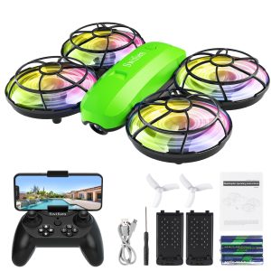 Swifsen Drones for Kids with Camera,Rc Drone Indoor Small Helicopter,Birthday Gifts for Boys and Girls Beginners Friendly,Mini Quadcopter Toy With 2 Batteries,Propeller Full Protect,Altitude Hold,4 Colourful Light