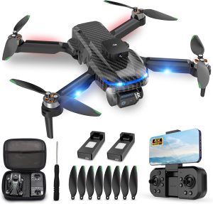 4K Drone for Kids Beginners,GPS,Emergency Stop,Headless Mode,Emergency Stop,Carrying Case,One Key Start,360 Flips,2 Batteries – Wireless Toys for Boys and Girls