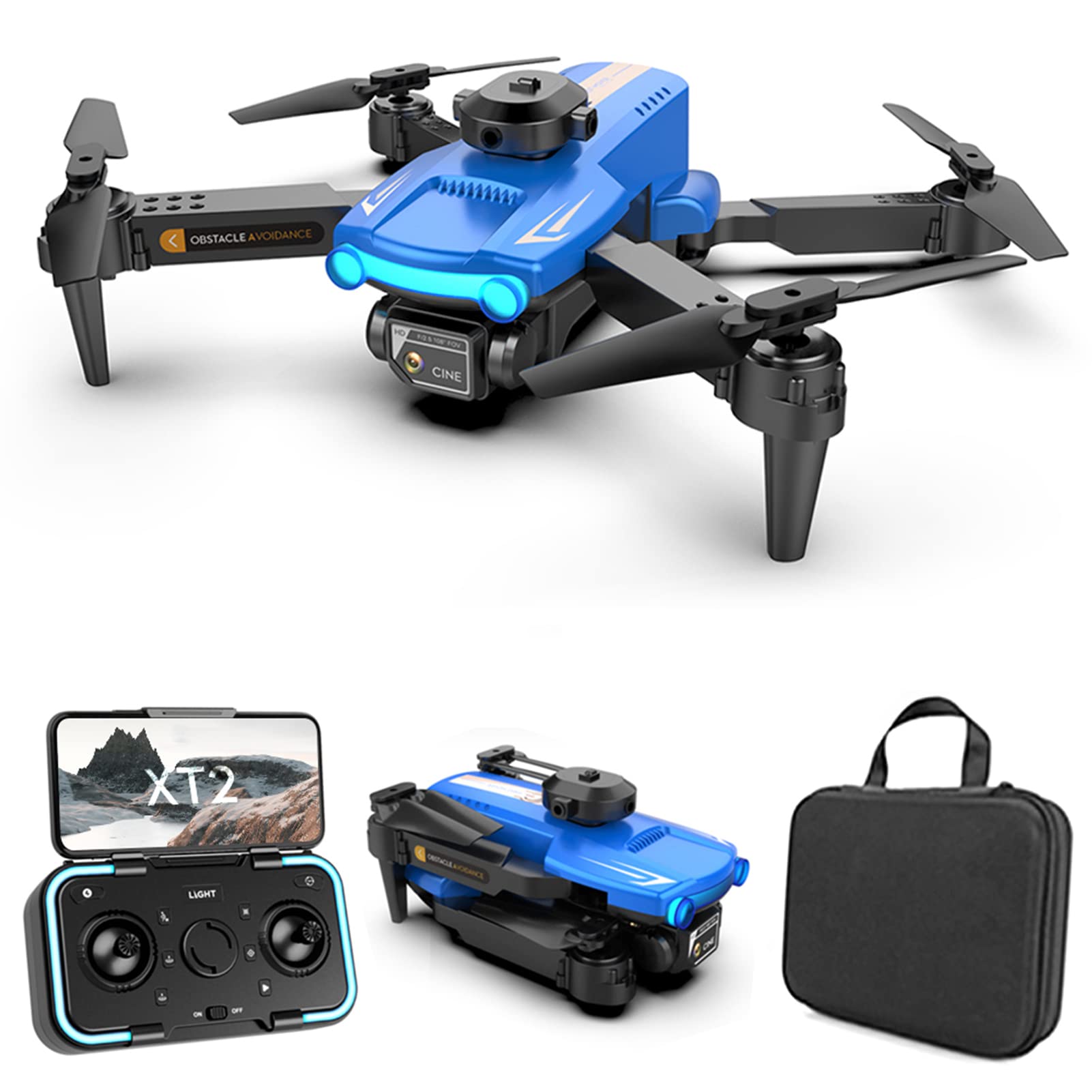 GoolRC XT2 Drone with Camera for Adults, 4K HD FPV Foldable Mini Drone for Kids, RC Qudcopter with Obstacle Avoidance, 3D Flips, Altitude Hold, Headless Mode, One Key Take Off/Land, 2 Batteries(Black)