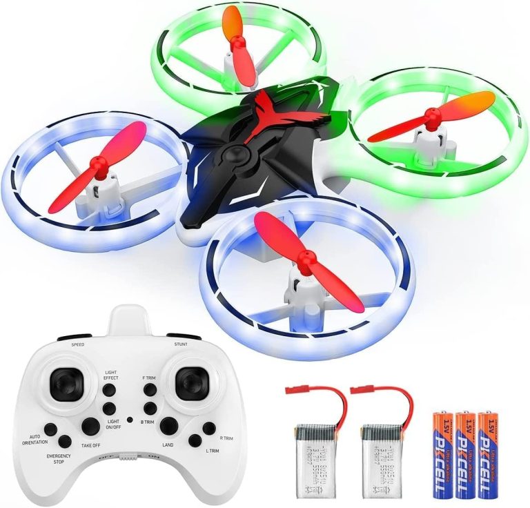 NXONE Drone for Kids and Beginners Mini RC Helicopter Quadcopter Drone with 7 color LED Lights, Altitude Hold, Headless Mode, with Remote Control (White Red)