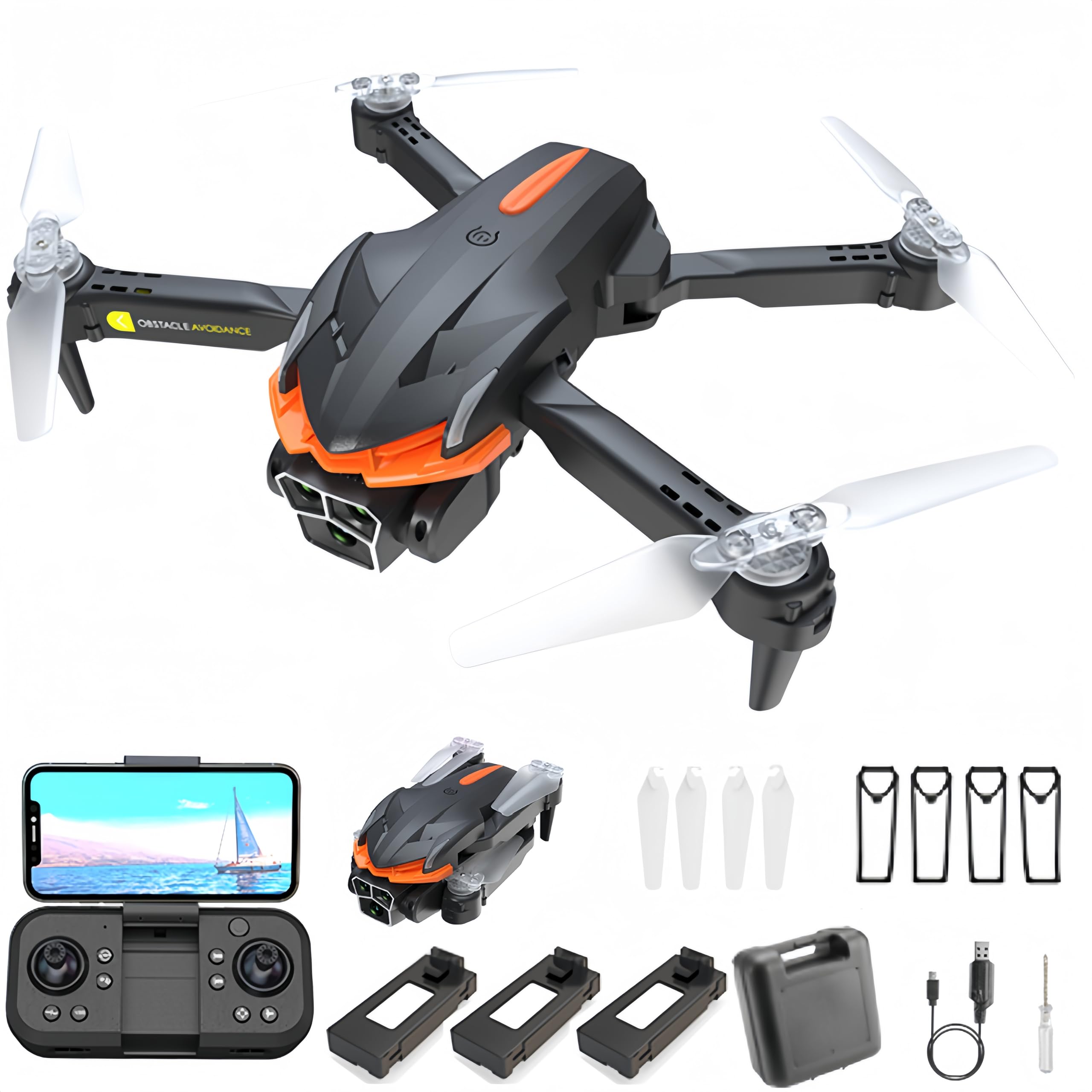 Drone with Camera for Adults 4K,Mini Drone for Beginners,Foldable Drones with One Key Start,360° Flip,Optical Flow Positioning,3 Batteries,Carrying Case,Gifts for Boys/Girls