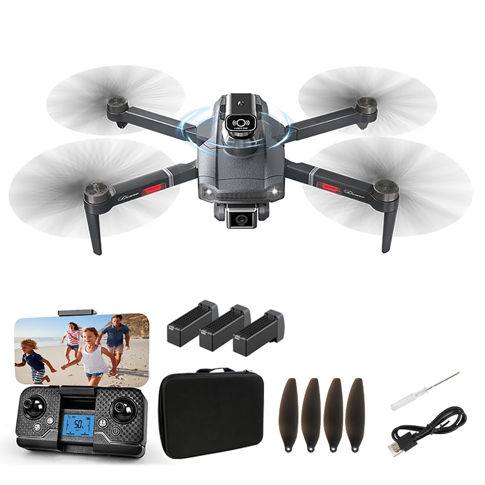 HYTOBP Brushless Motor Drones with Camera for Adults 1080P HD, S179 FPV Foldable Drone with 90° Adjustable Camera, 3 Batteries, One Key Take Off/Landing, 3D Flip, Drones for Beginners Kids