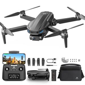 DEERC D65 2 Axis Mechanical Gimbal EIS GPS Drones with Camera for Adults 4K, 249g Foldable FPV Quadcopter Lightweight Drone with 30FPS Video, Brushless Motor, Follow Me, Auto Return, Wind Resistance