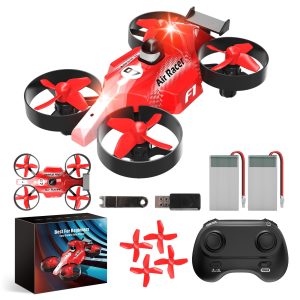 Drones for Kids, Mini Drone for Beginners, Small Indoor RC Quadcopter Helicopter Plane with Air-Ground Dual Mode Switch, Headless Mode, 3D Flip, Auto Hovering and 2 Batteries, Toy Gift for Boys and Girls, Red