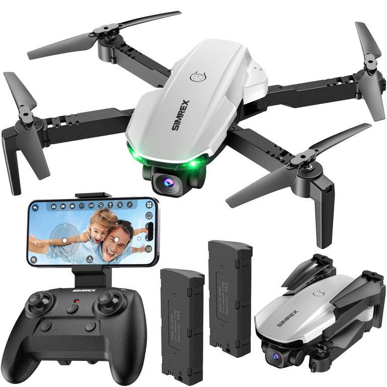 Simrex Drone With 1080P FPV Camera for Adults – Quadcopter Drone with Hover Stable, Foldable Mini Drones With One Key Start, Waypoint Fly, Headless Mode, Auto-Follow, 3D Flip, 3 Speeds, 2 Batteries, Easy for Beginners