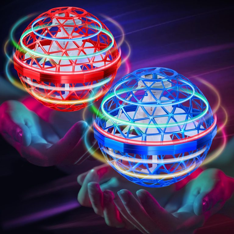 Amiline 2 Packs Flying Orb Ball Toy 2024, Hover Ball Cosmic Globe Orb Drone Ball, Galactic Fidget Spinner Boomerang Ball Gifts for 6 7 8 9 10 11 12+ Year Old Kids Boys Girls Adults(Red&Blue)