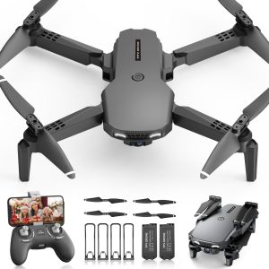 Drone with Camera, Drones for Kids and Beginners, Teen Boys Toys Gifts Ideas, 1080P HD Foldable FPV RC Drone Helicopter Quadcopter with One Key Start/Land, Altitude Hold, Gesture Selfie, 3D Flips, Gravity Control, 2 Batteries