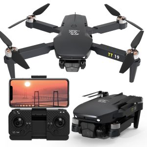 Drone wtih Camera For Beginners Obstacle Avoidance RC Drone for Adults Brushless Motor 1080P HD Camera 5G Wifi FPV Foldable Mini Quadcopter 3D Flips Altitude Hold TT19 UAV with Propeller Guards