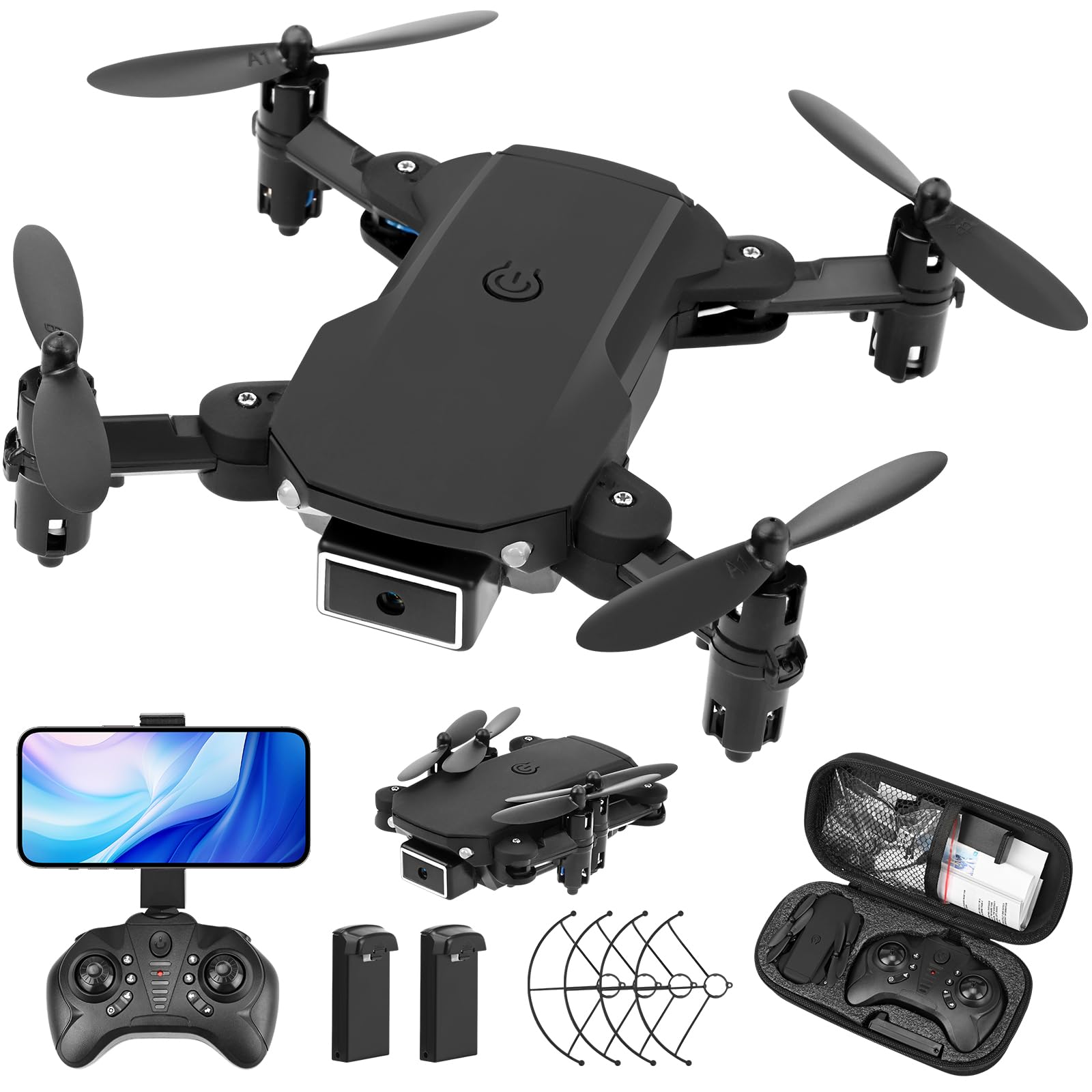 Foldable Mini Drone with HD Camera, Altitude Hold, One-Key Return, WiFi FPV, Headless Mode, Gesture Control, Path Flight, 360° Flips, and LED Lights for Kids and Beginners