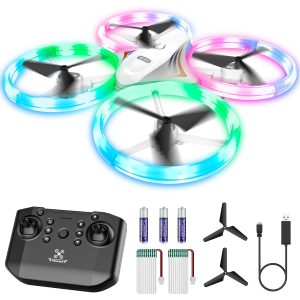 HALIVITA Drones for Kids, RC Drone with Cool Led Lights Mini Remote Control Beginner Drone Indoor Outdoor RC Quadcopter with 3D Flip and 2 Rechargeable Battery Flying Toys Gift for Boys Girls