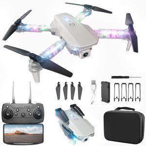 Mini Drone with Camera 1080P HD – Foldable FPV Drone with LED Lights for Adults Kids and Beginners, Toys Gifts RC Quadcopter with One Key Take Off, 3D Flips for Boys Girls with 2 Batteries(Black)