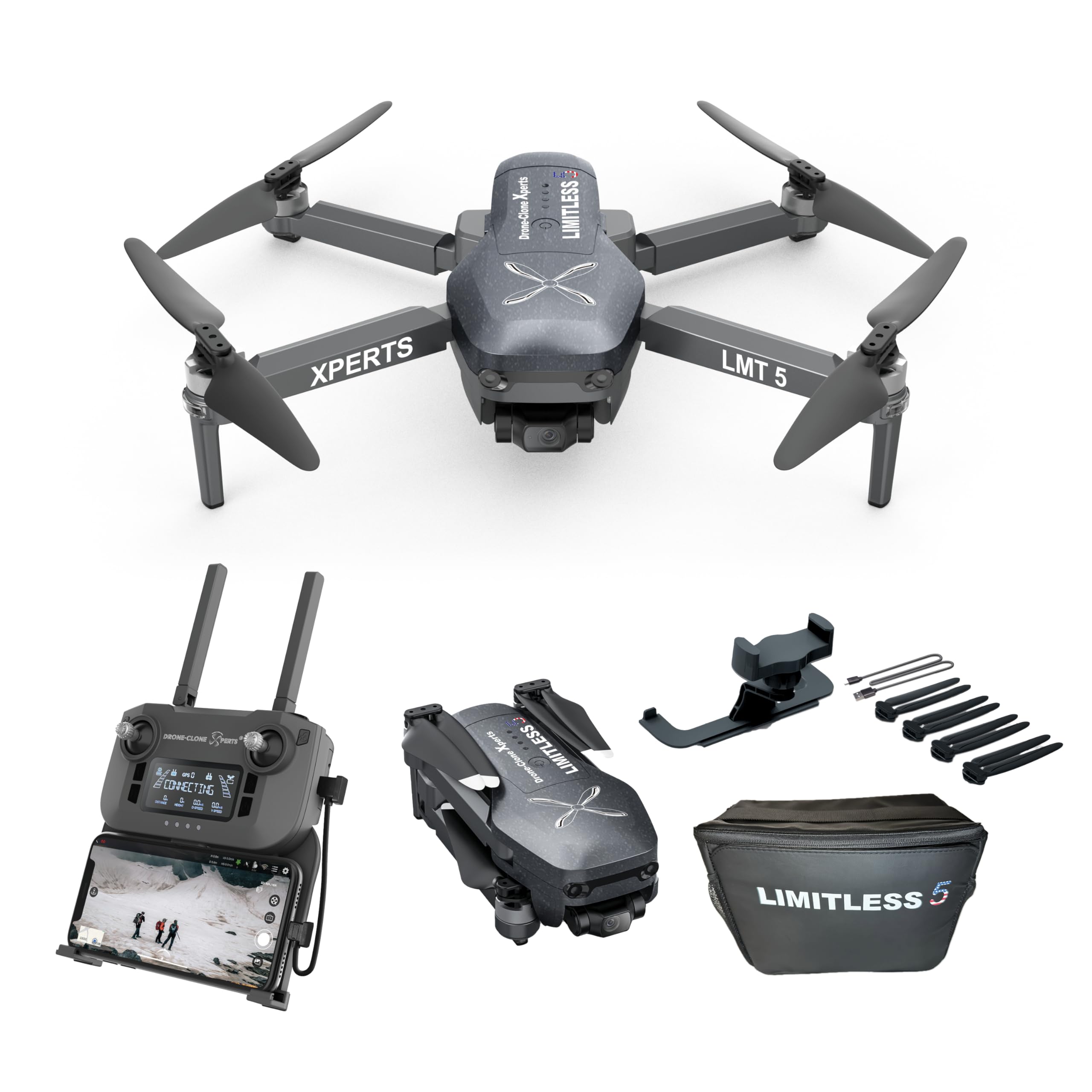 X Pro LIMITLESS 5 Camera Drone for Adults – GPS 4K UHD Drones with Obstacle Avoidance – 3-Axis Gimbal – Auto Return and Follow Mode – Long Flight Time & Control Range – Live Video – FAA RID Compliant