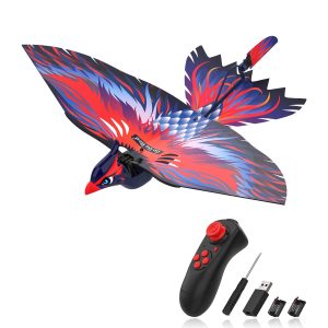 HANVON 2.4G Remote Control Bird Toy RC Bird Bionic Flying Bird,6-axis Gyro,Fabric Single Wing Lifting Design,Easy Indoor Outdoor RC Toy for Kids,Boys and Girls (Single Wing Multicolour)