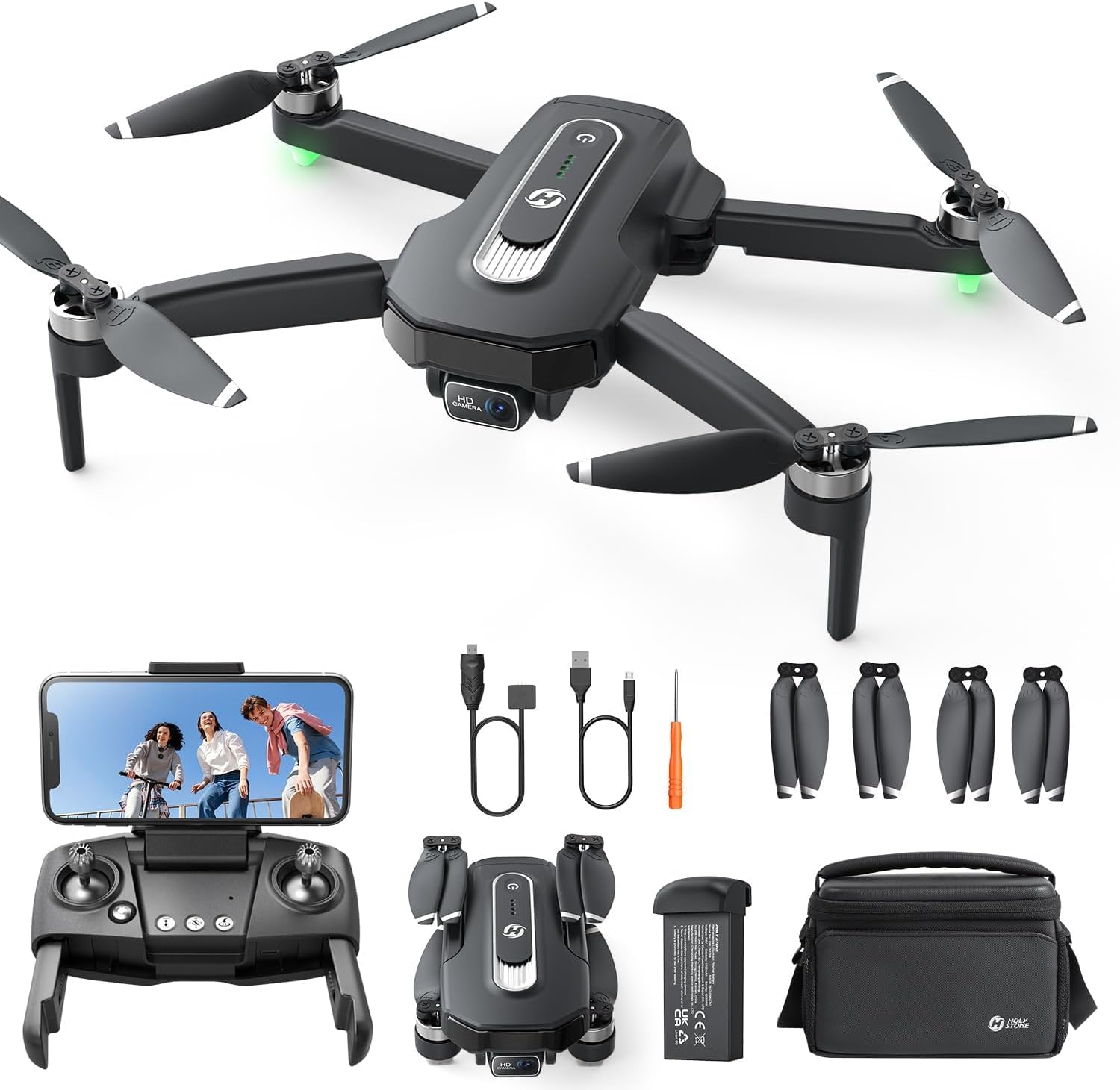 Holy Stone GPS Drone With Camera 4K For Adults, HS460 Foldable Drones With 26 Mins Long Flight Time, Brushless Motor, Follow Me, Auto Return, 5G FPV Transmission, Under 249g Easy For Beginners