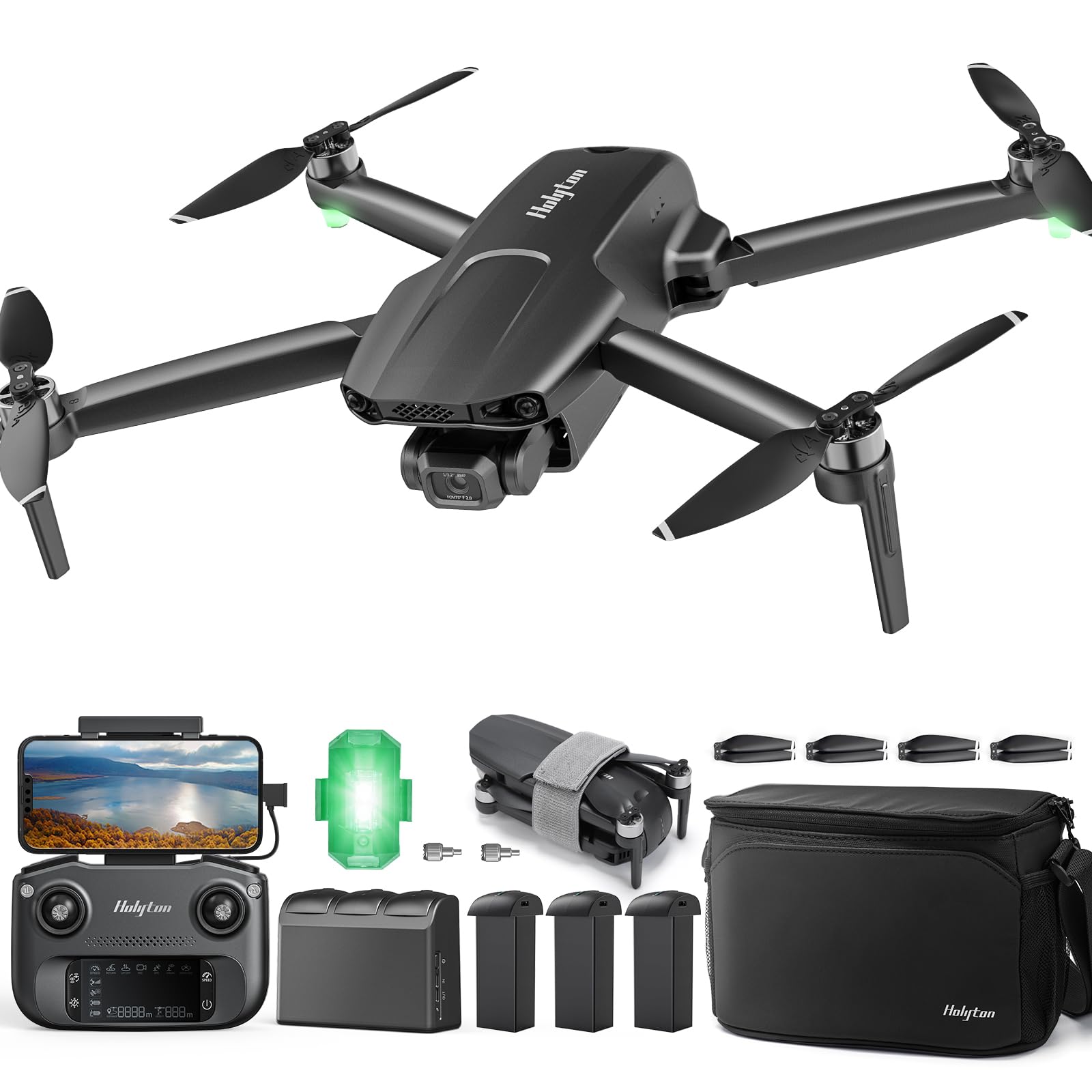 Holyton HT70 3 Axis Brushless Gimbal GPS Drones with Camera for Adults 4K; FAA Compliant FPV RC Quadcopter Drone with 4K/30FPS Video, 10000ft Range, QuickShot, Night Vision, Follow Me, Auto Return