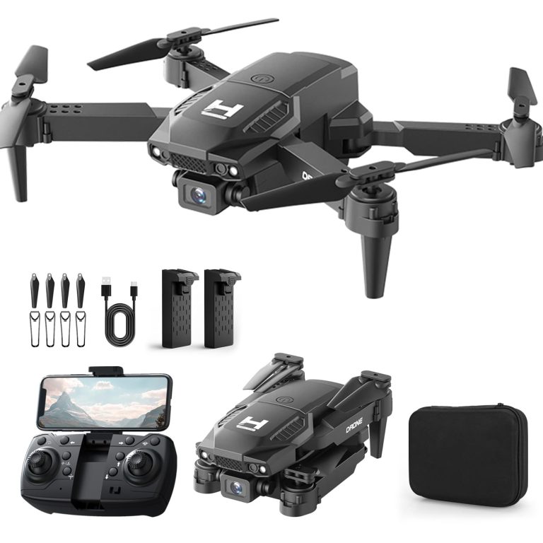 Mini Drone with Camera for Adults Beginner Kids, 1080P WiFi FPV, Foldable, 2 Batteries, One-Click Take Off/Landing, Altitude Hold Black