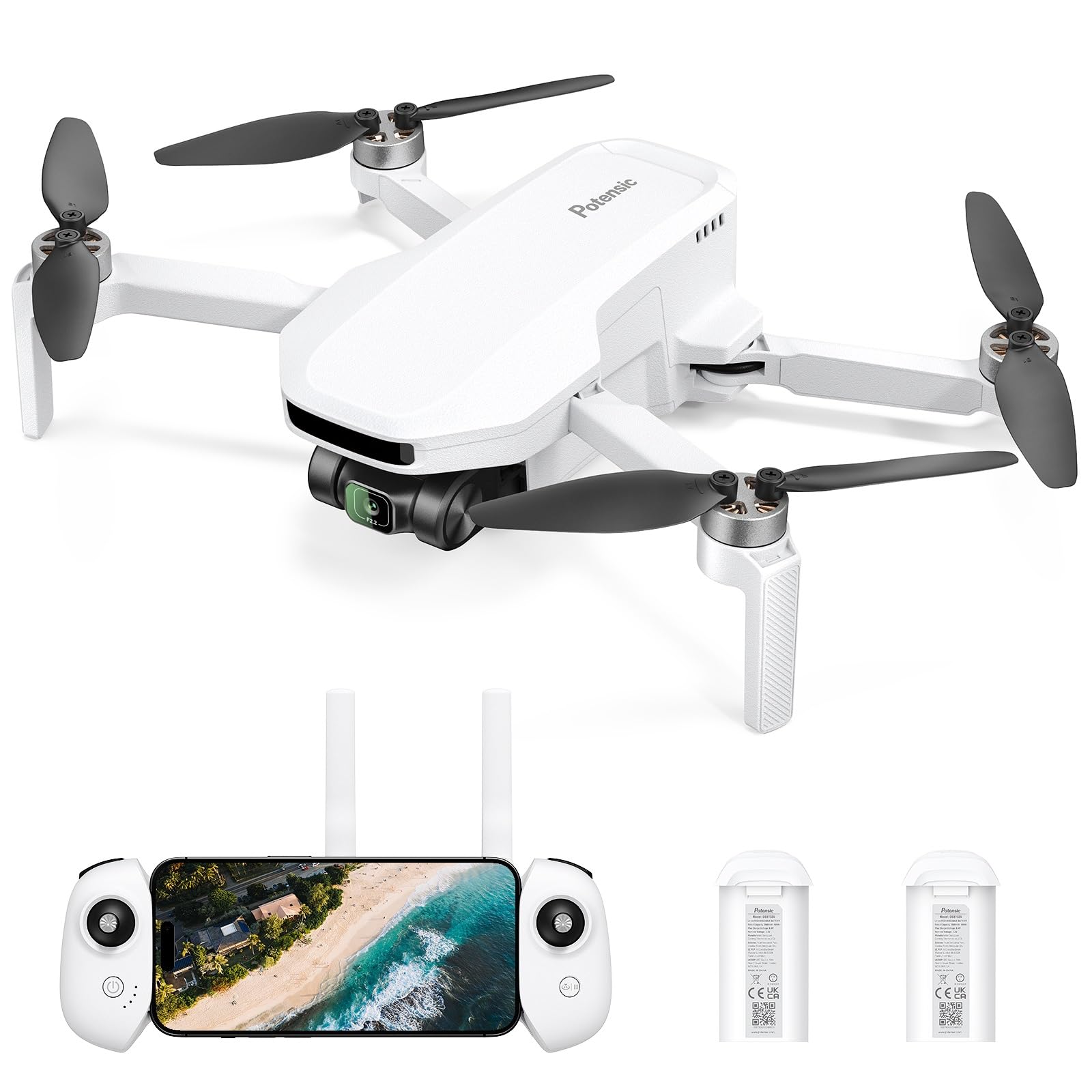 Potensic ATOM LT GPS Drone Under 249g, 2 Batteries 80 Mins, EIS 2.5K Camera, 4KM FPV Transmission, Brushless Motor, Auto Return, SurgeFly, Entry Level Foldable Drone for Adults Beginner, Expansion Kit