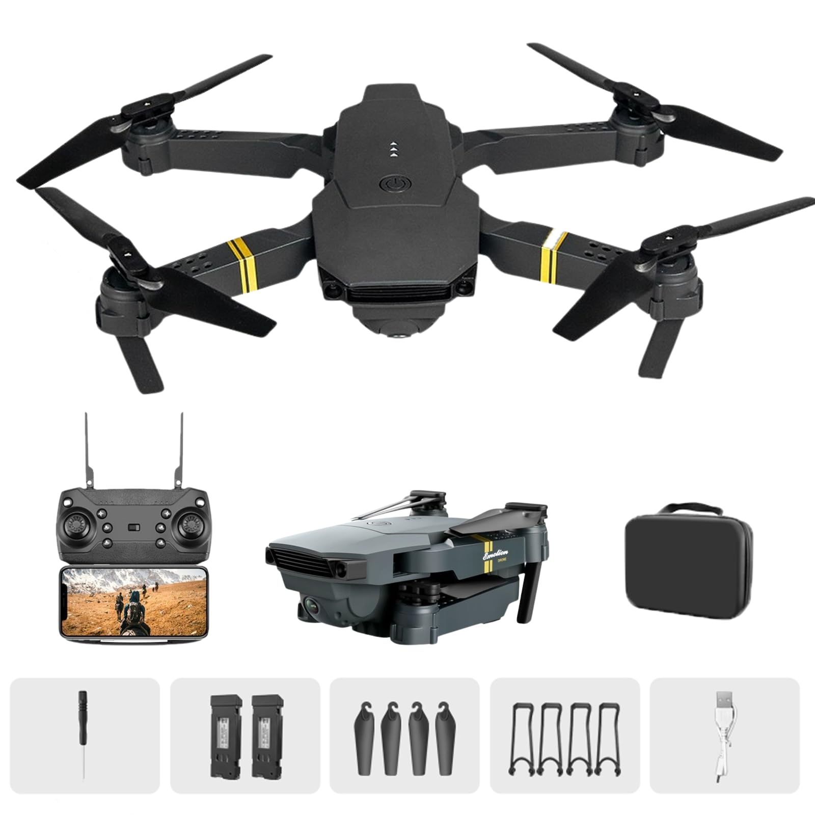 Stealth Bird Foldable Drone with 4K Camera, Remote Control, Extra Batteries and Accessories