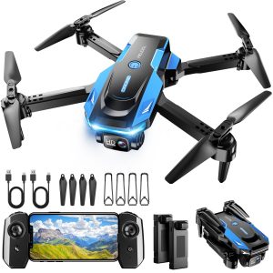 Drone with 1080P Camera – Foldable Remote Control Quadcopter with Voice Gesture Control, 3D Flip, One Key Start, Emergency Stop, 2 Batteries, Easier to use, Toy for Kids Adult Beginners