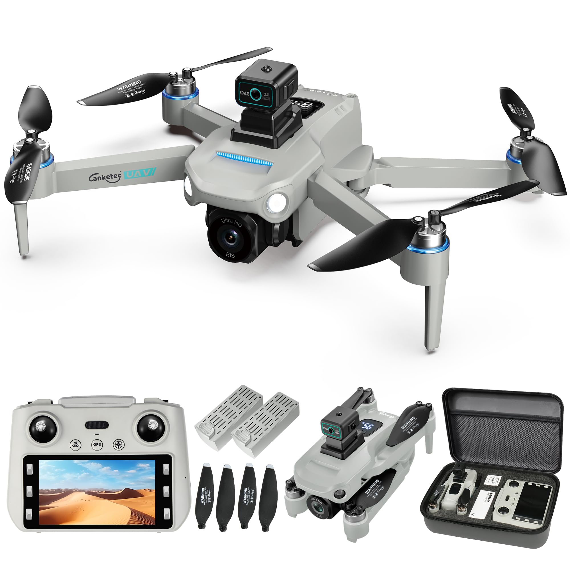 Drone with 4K UHD Camera for Adults,GPS RC Drone Brushless Motor,Upgraded Tablet Screen,2 Axis Gimbal EIS, Smart FPV Foldable Quadcopter for Beginners, Auto Return, Follow Me, Waypoints, 60 Mins Flight Time,Gift Drone, with Obstacle Avoidance